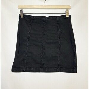 Free People‎ Modern Femme Denim Stretch Mini Skirt Washed Black Women's 8